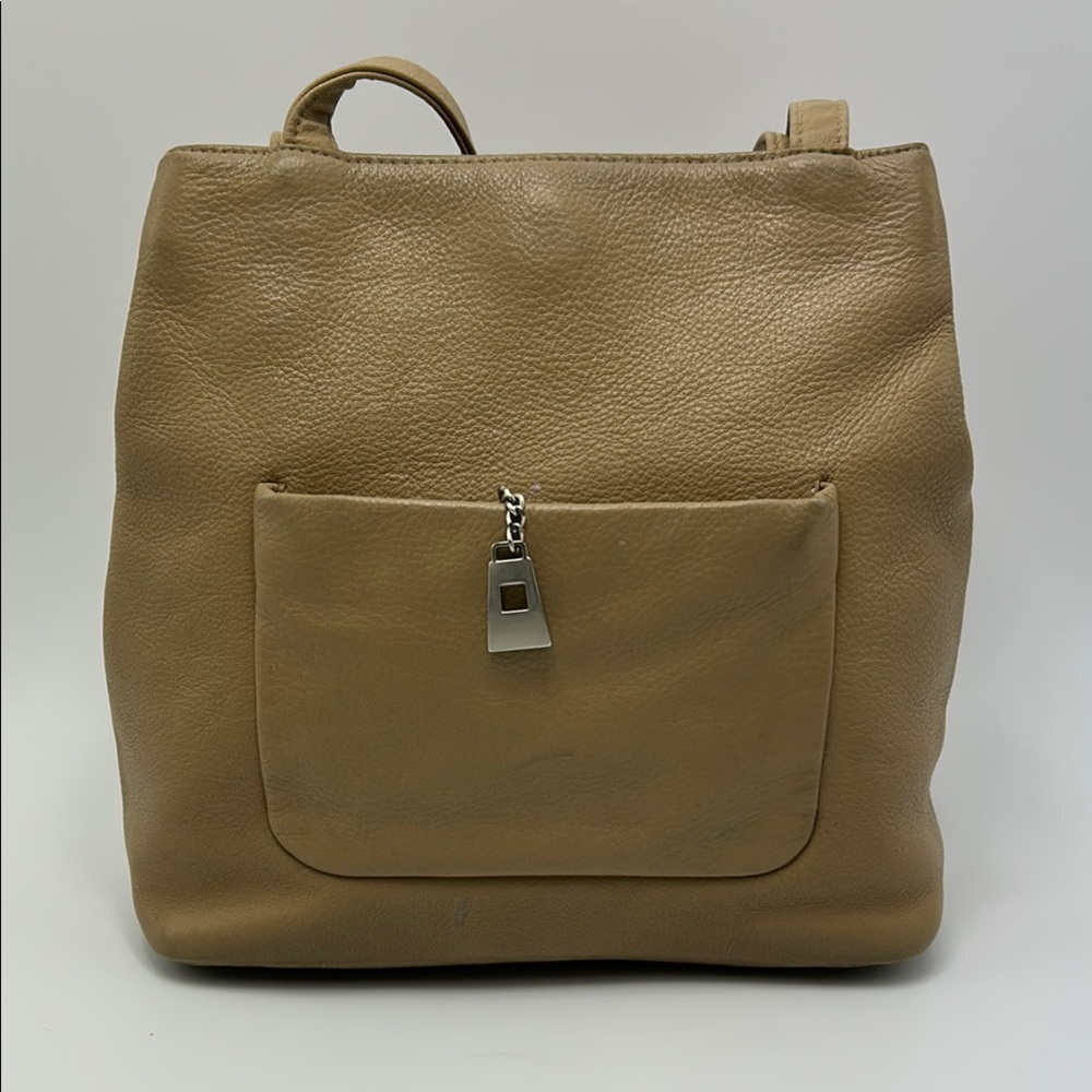Coletta Tan Minimalist Leather Shoulder Bag with Clean Lines